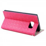 Wholesale Samsung Galaxy S6 Slim Wave Magnetic Flip Leather Wallet Case (Hot Pink)